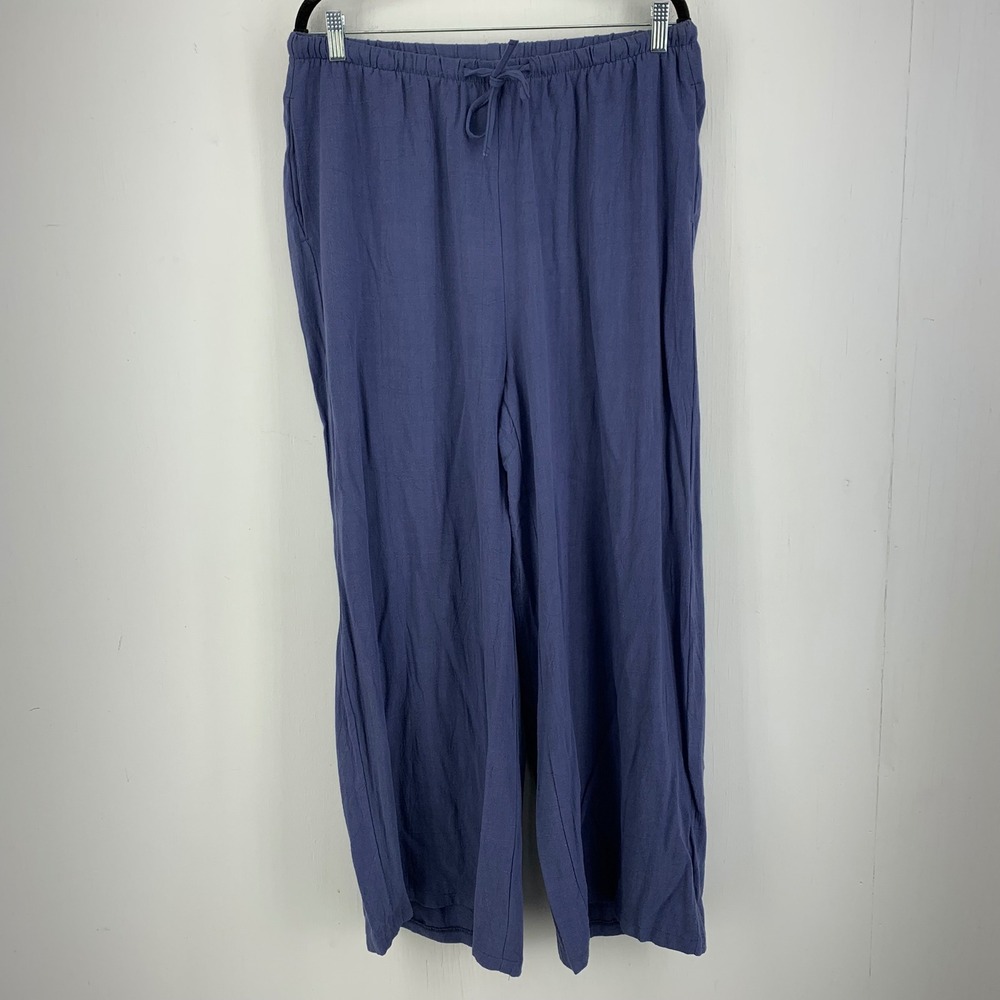 Gauzy Drawstring Pull On Pants Womens XL Cotton Linen Beach Wide Leg Coastal